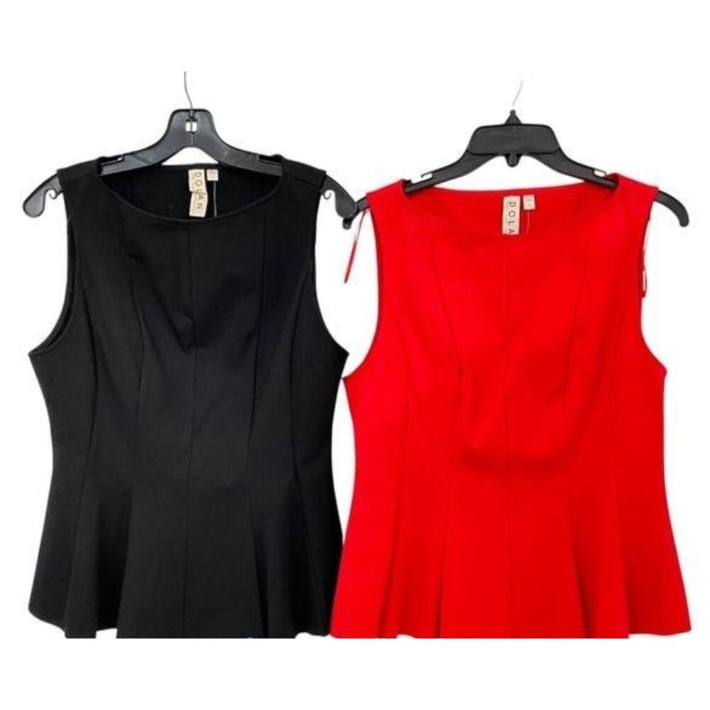 Dolan Left Coast Collection Peplum Tops Lot of 2 Women M Black Red NWT